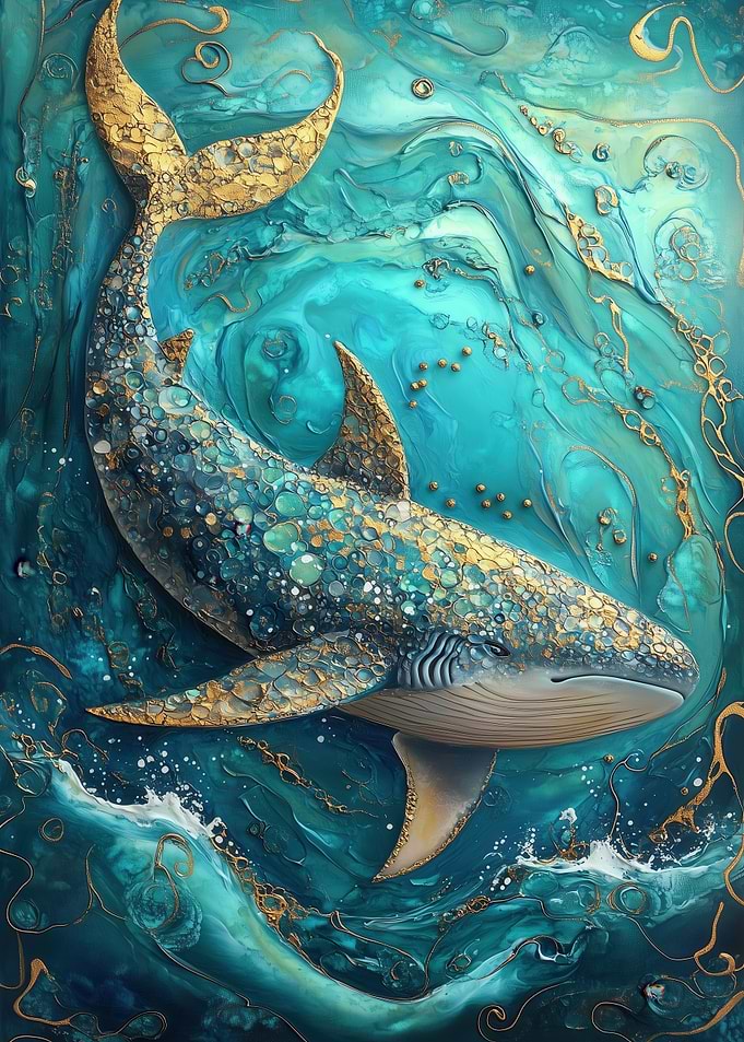 Golden Whale Painting
