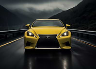 Yellow Lexus on Road