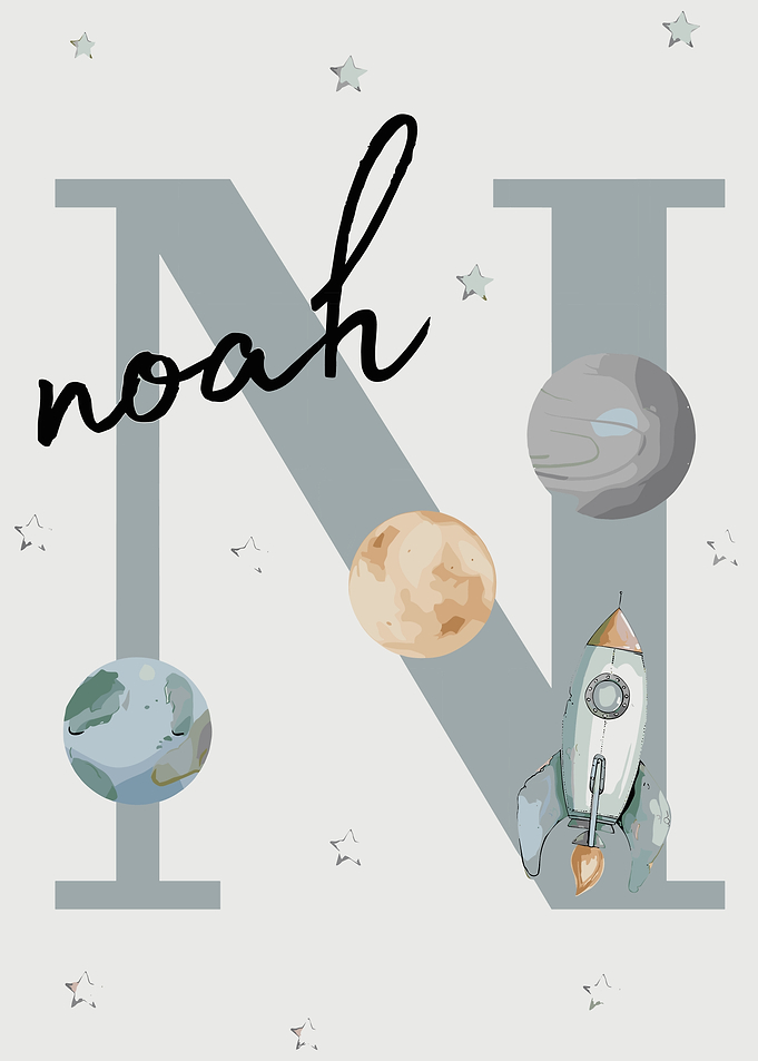 Space Themed Name Art - Noah