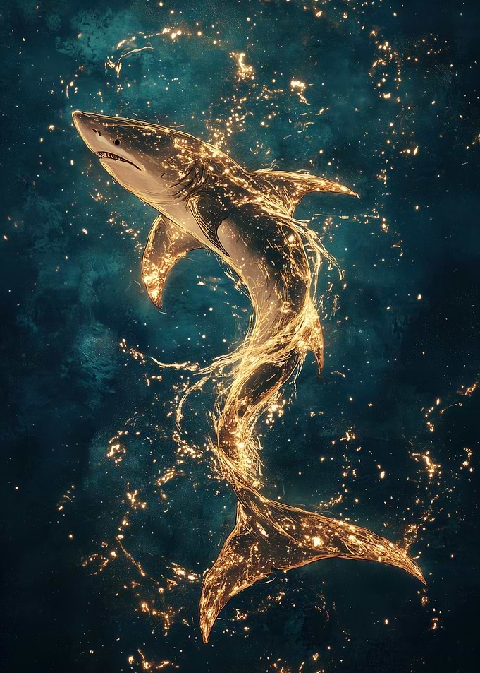 Golden Shark in the Deep