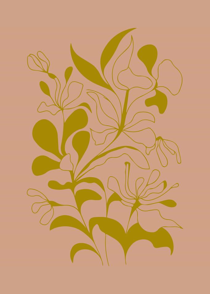 Earthy Botanical Line Art – Minimalist Floral Wall Print