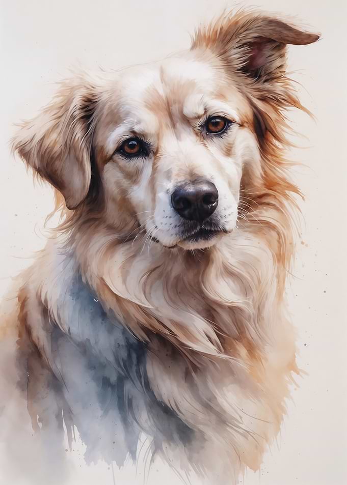 Golden Retriever Watercolor Portrait