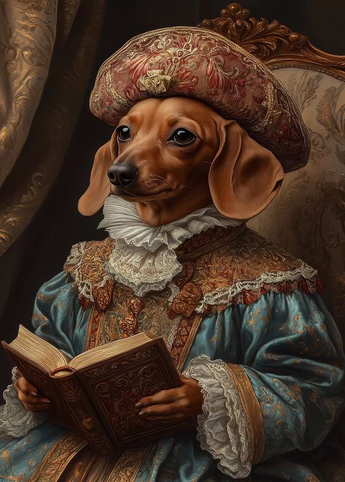 Dachshund Noble Scholar | Renaissance Dog Portrait