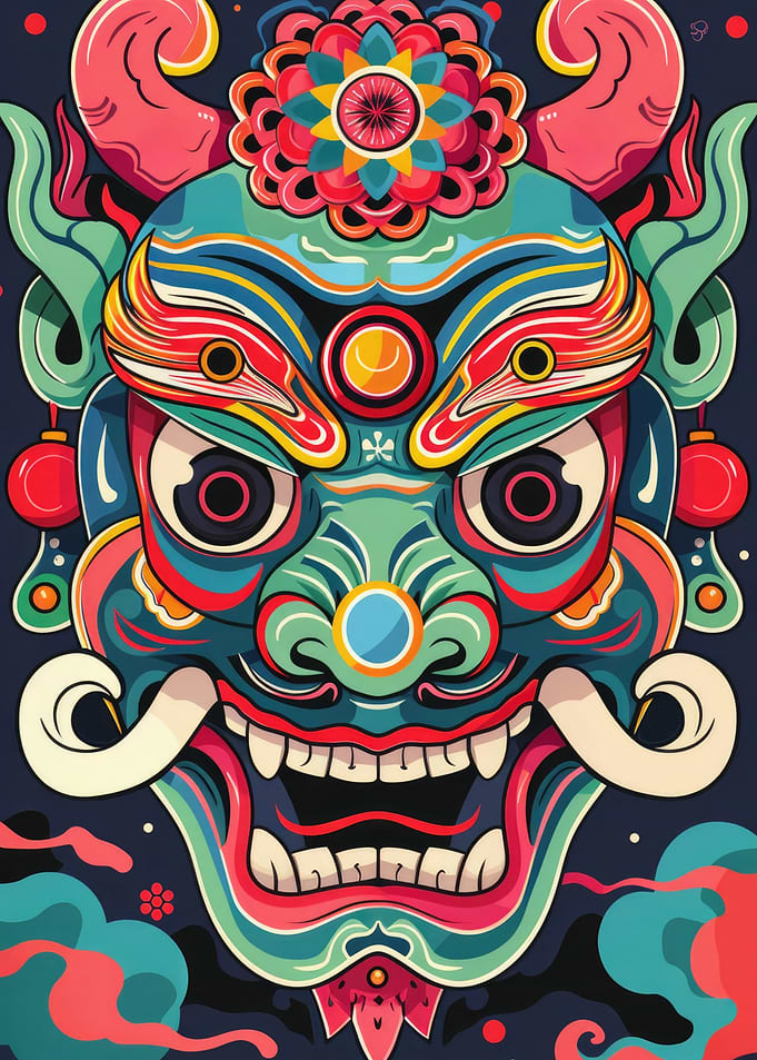 Japanese Oni Yokai Mask