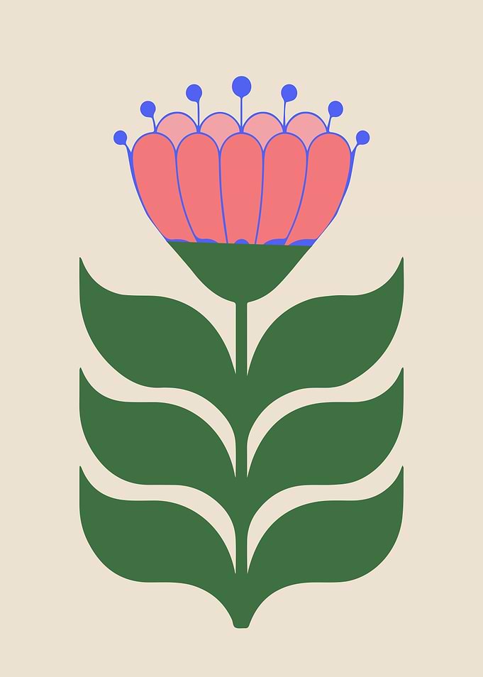 Modern Folk Flower Illustration