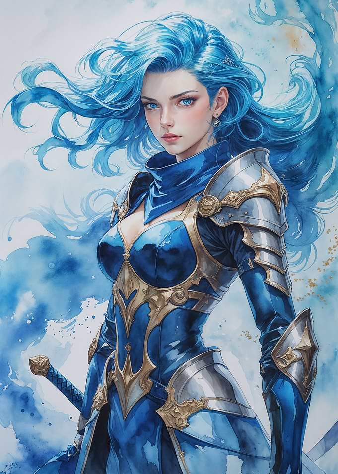 Blue-Haired Warrior Woman