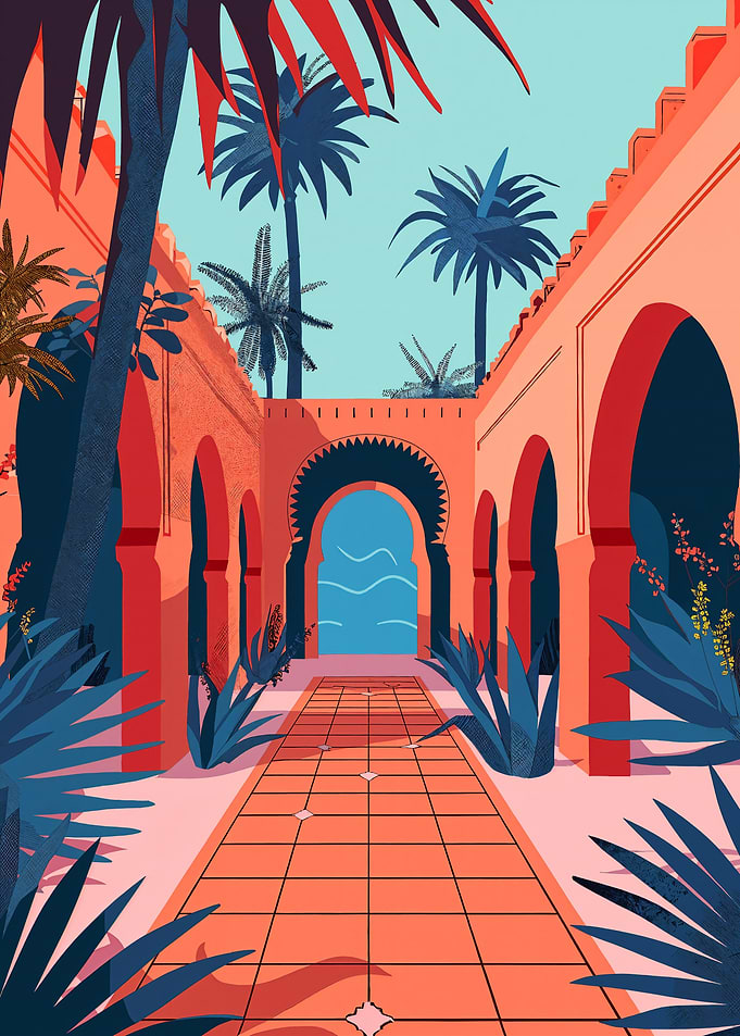 Moorish Courtyard Illustration