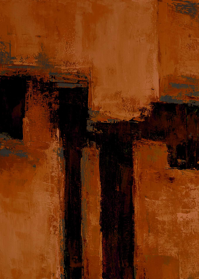 Abstract orange and Black Painting