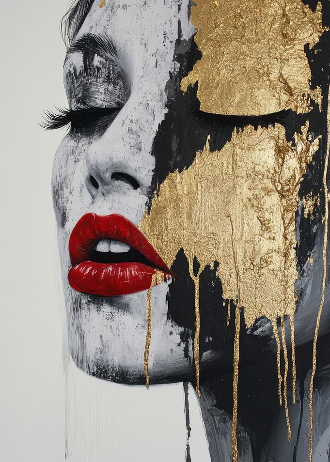 Gold and Red Abstract Portrait