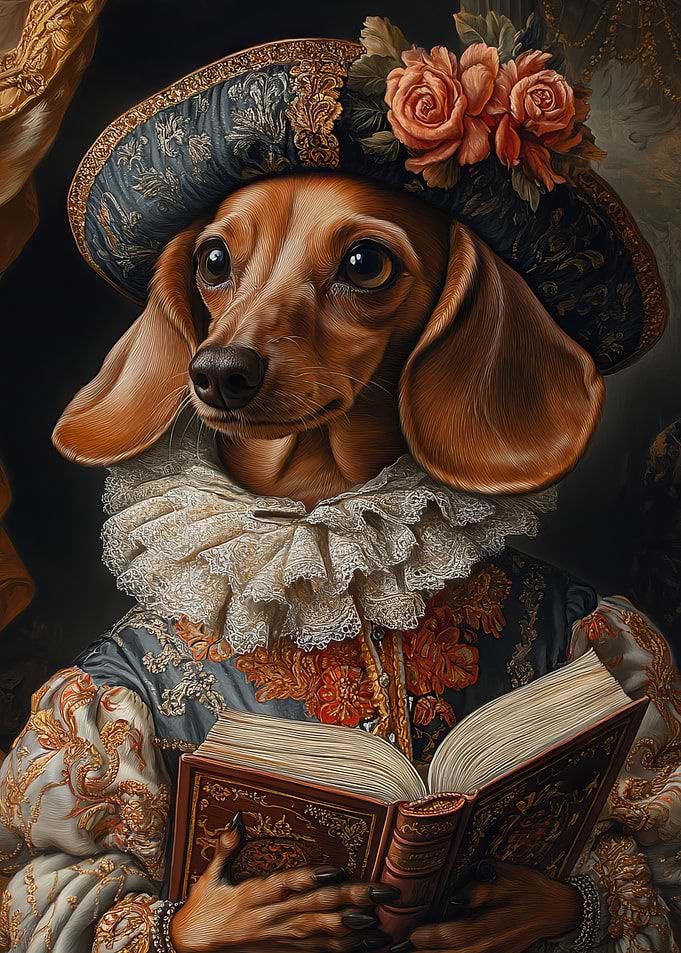 Dachshund in Renaissance Attire | Dachshund Baroness | Renaissance Dog Portrait