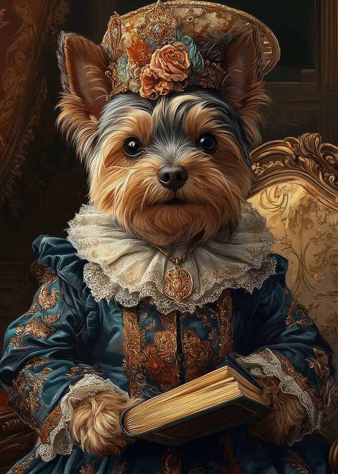 Yorkshire Terrier Renaissance Duchess | Vintage Dog Painting