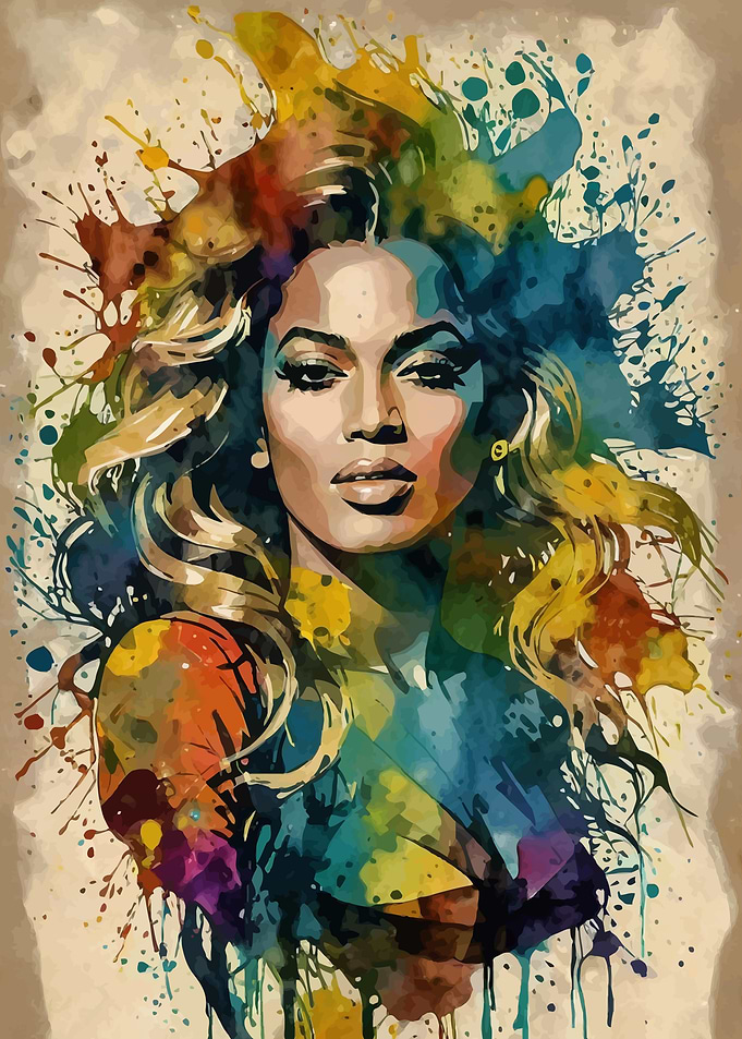 Beyonce Watercolor Portrait