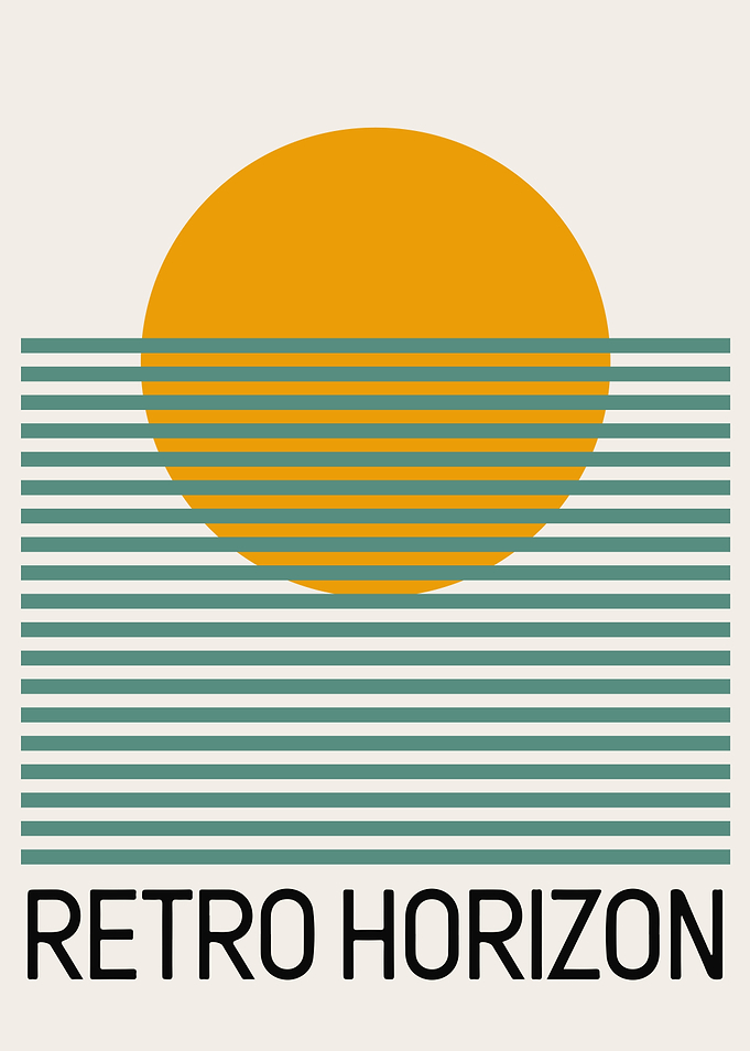Retro Horizon Sunset – Minimalist Geometric Ocean Art