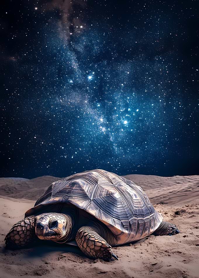 Giant Tortoise Under Stars