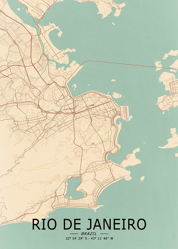 Rio de Janeiro Vintage City Map