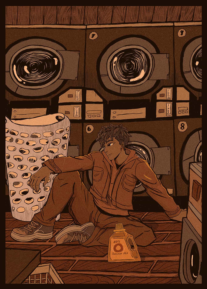Man at Laundromat