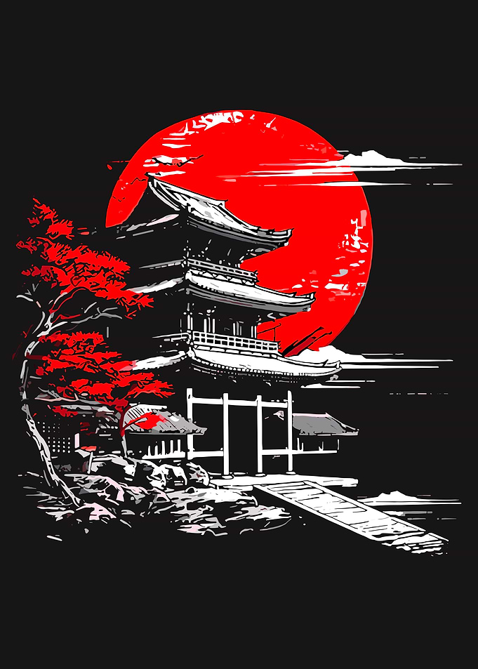 Japanese Temple Sunset