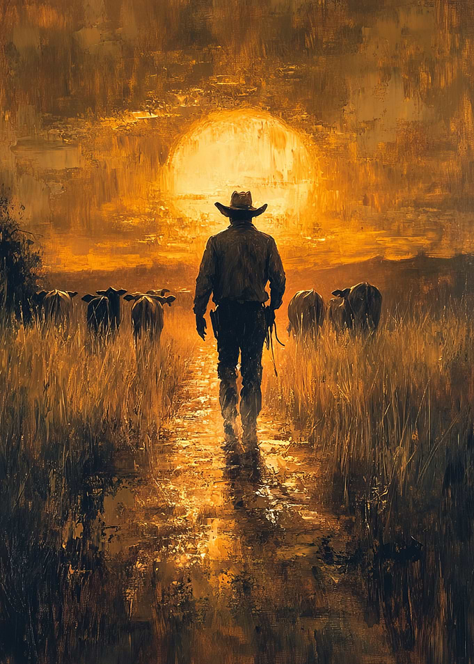 Cowboy at Sunset