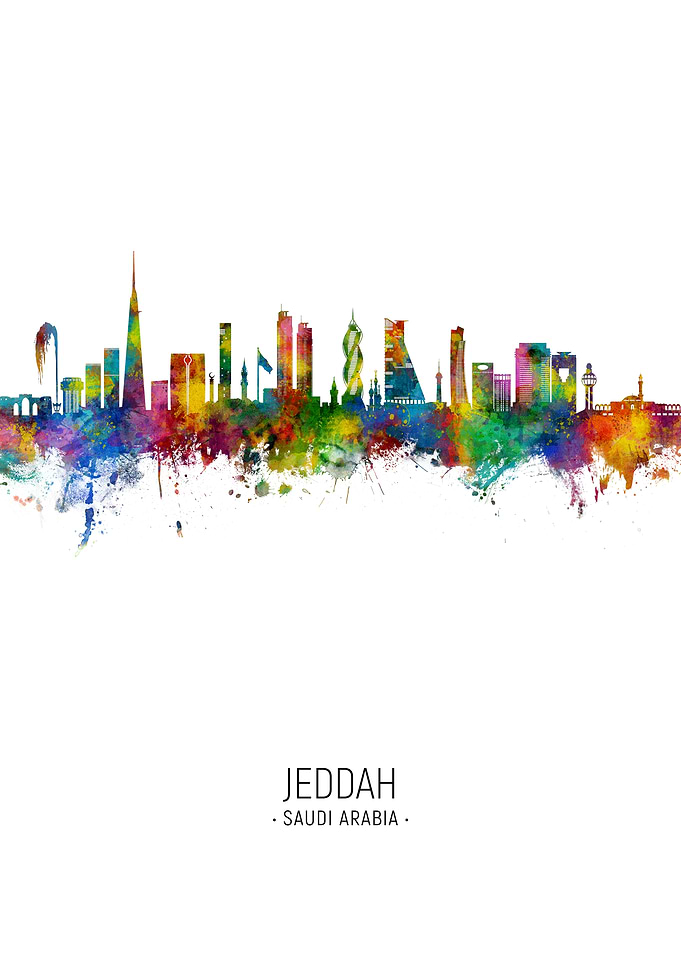 Jeddah Skyline Watercolor