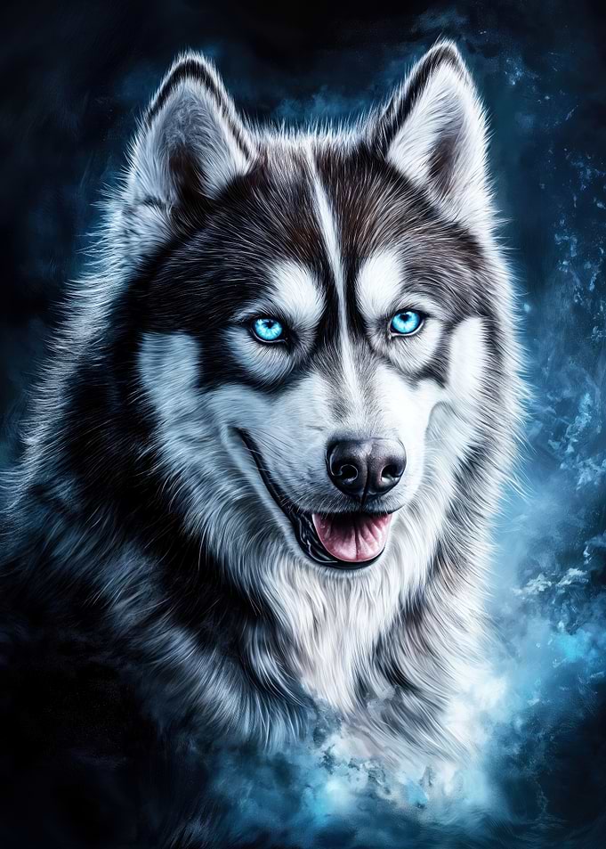 Husky with Blue Eyes