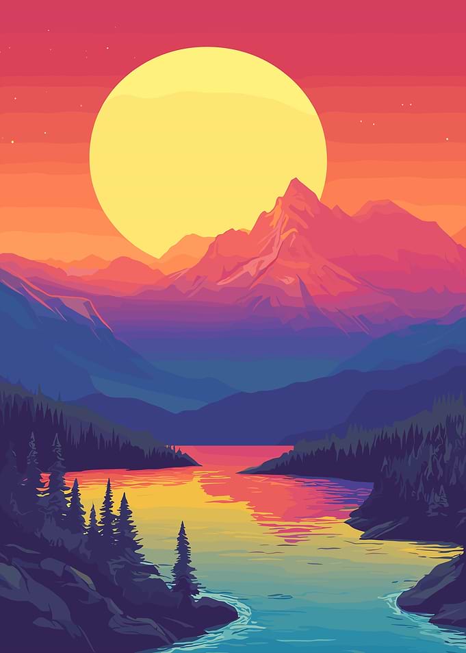 Sunset Mountain Lake
