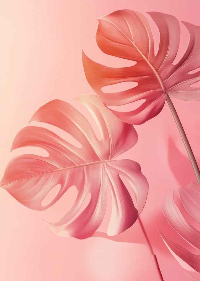 Pink Monstera Leaves