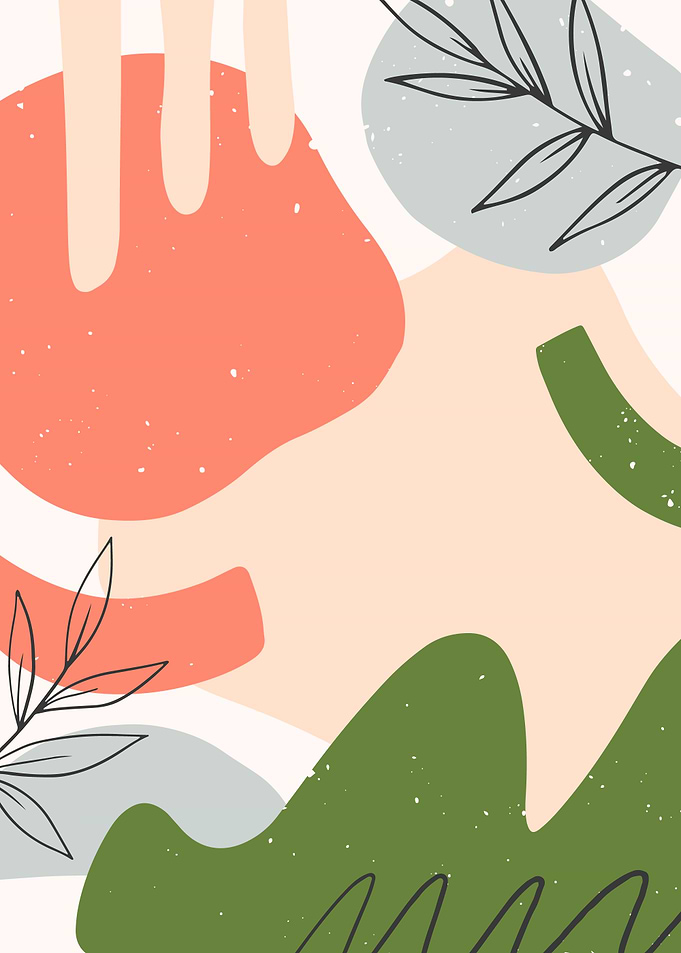 Abstract Art Print with Leaves