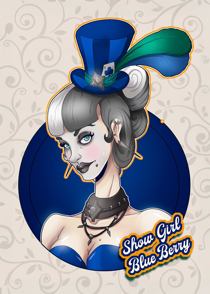 Showgirl Blue Berry Illustration