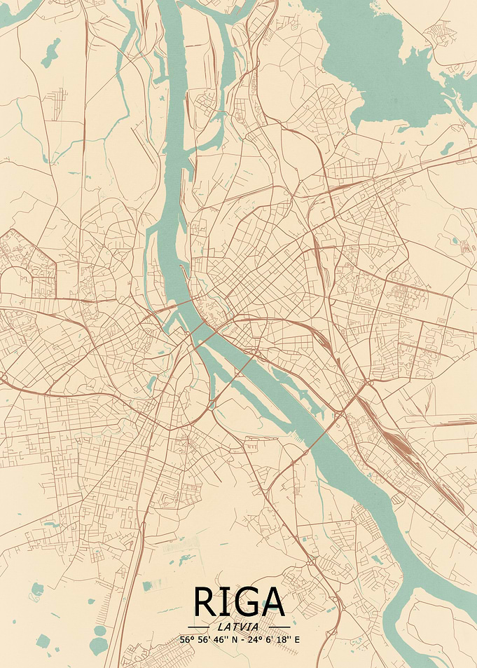 Riga Vintage City Map