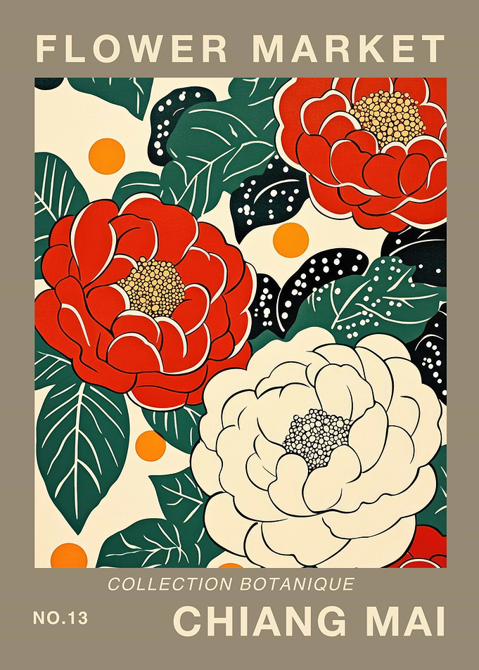 Chiang Mai Flower Market Poster