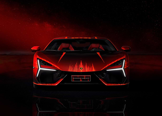 Red Sports Car with Flame Design