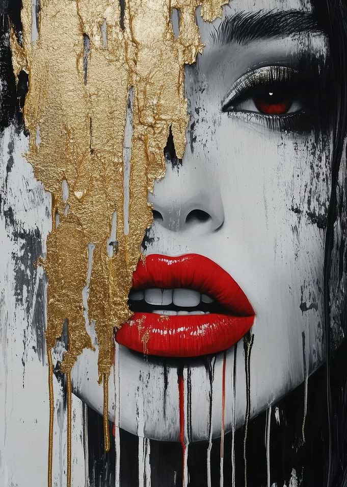 Gold and Red Woman