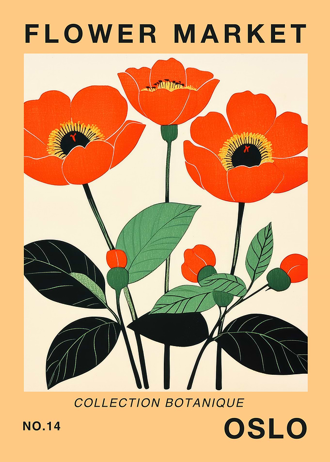 Oslo Flower Market Poster