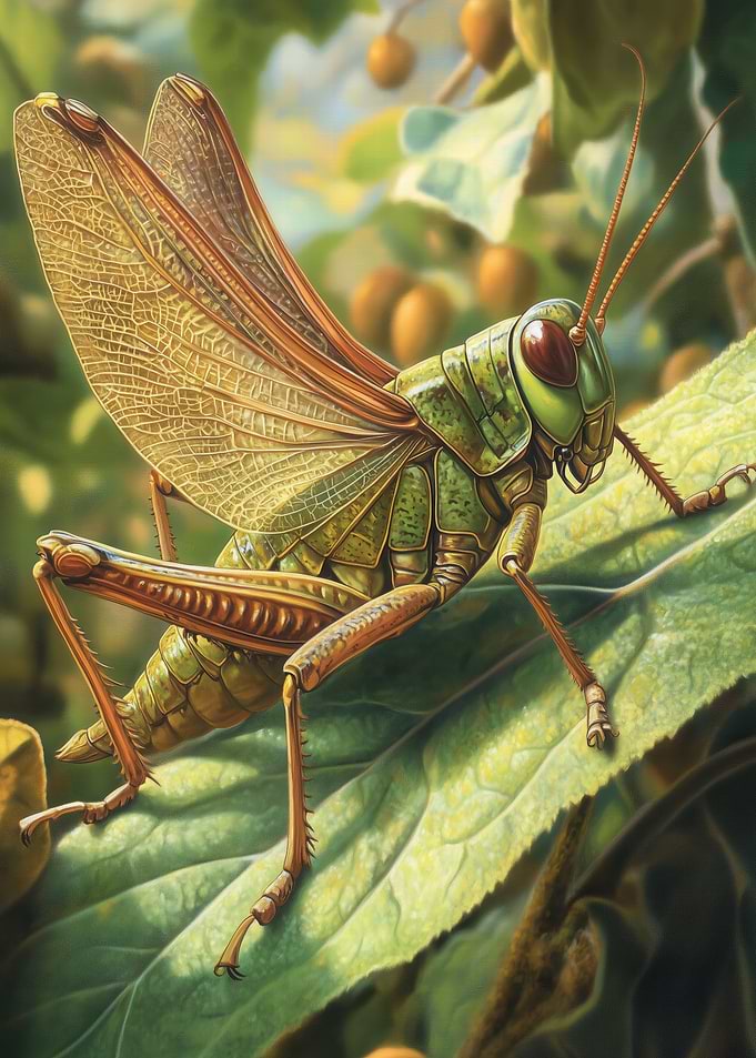 Green Grasshopper on Leaf