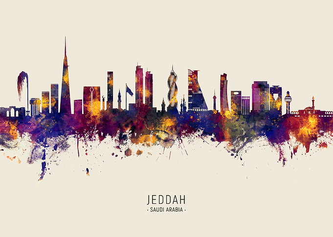 Jeddah Skyline Watercolor