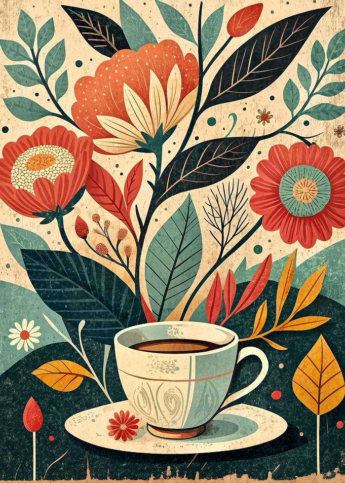 Floral Teacup Illustration