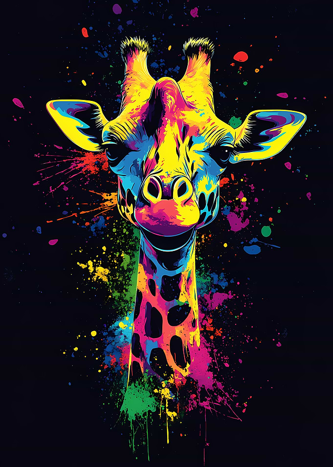 Neon Giraffe Art