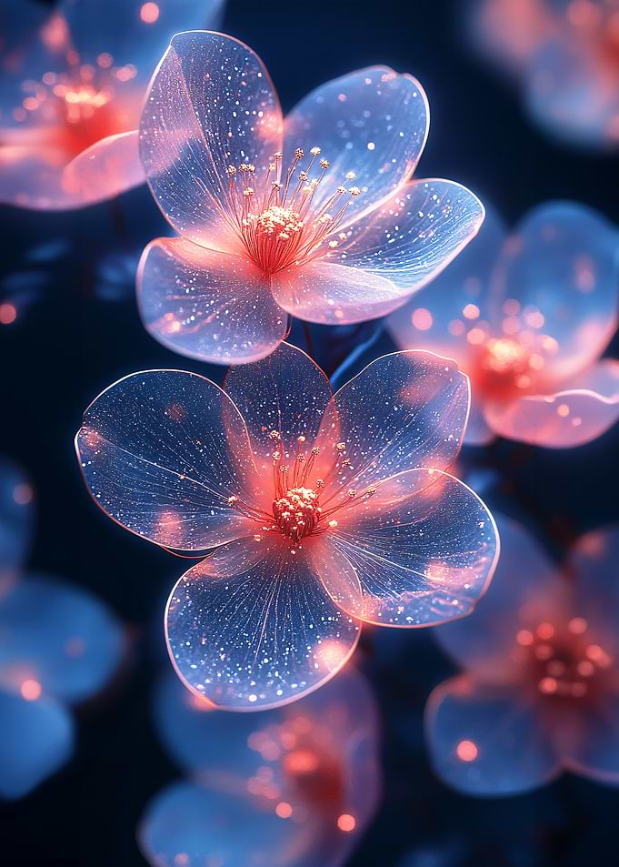 Glowing Transparent Flowers