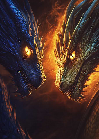 Blue and Gold Dragons