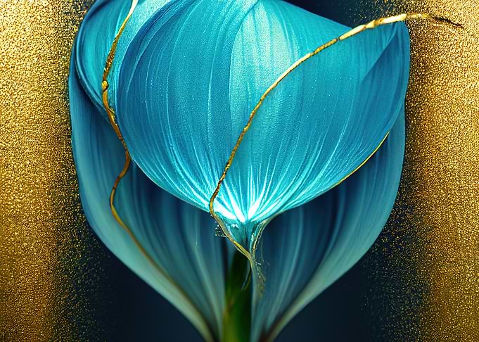 Blue Flower with Gold
