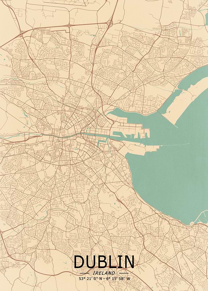 Dublin Vintage City Map