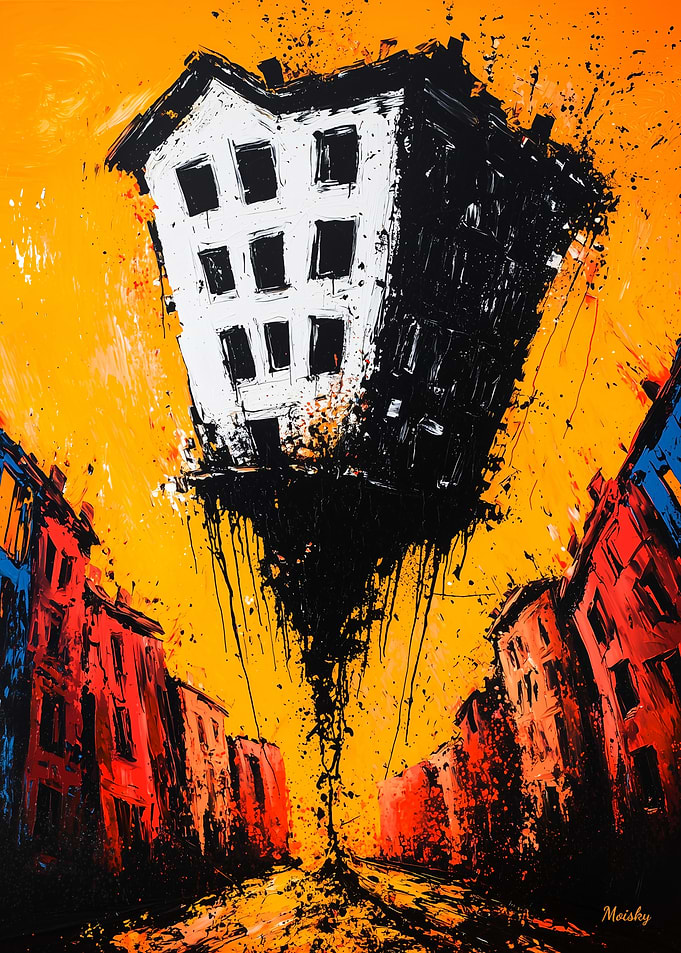 The Floating Abyss – Expressionist Surreal Cityscape