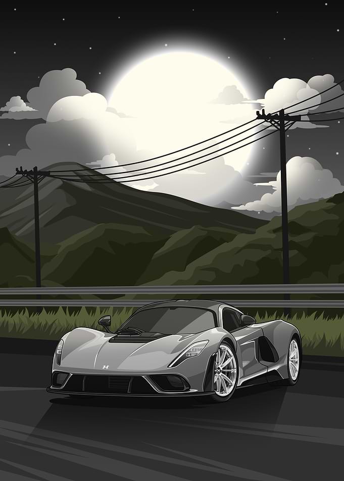 Hennessey Venom F5 Under Moonlight