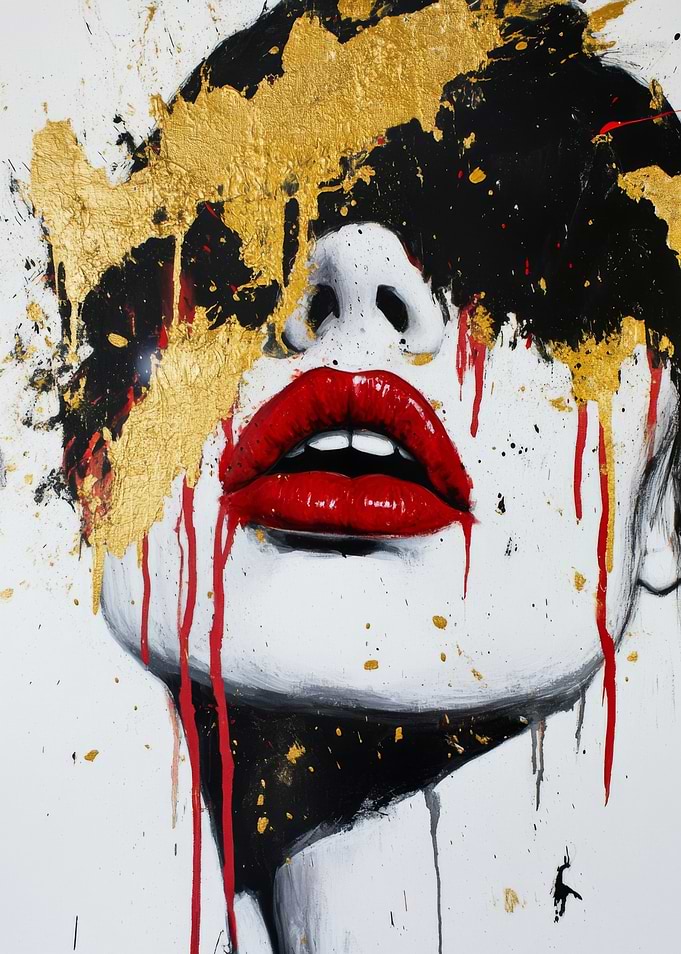 Gold and Red Abstract Portrait