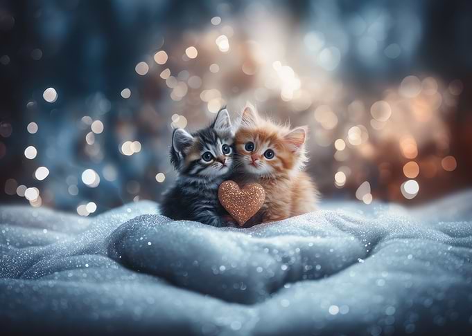 Two Kittens with Heart