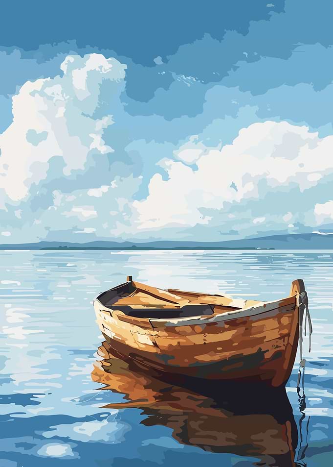 Wooden Boat on Calm Water