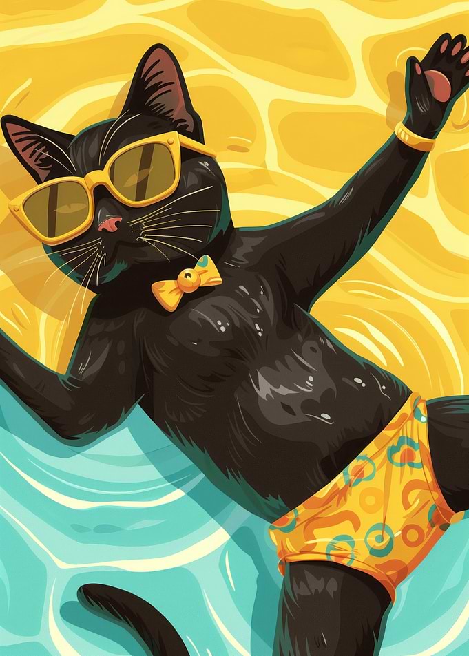 Cat in pool