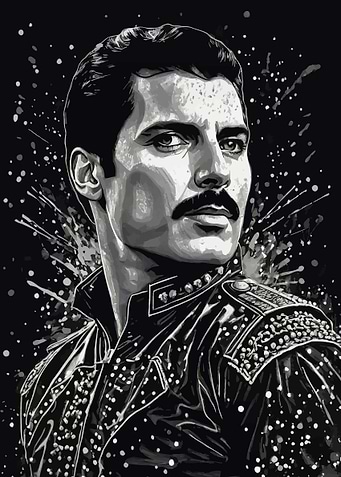 Freddie Mercury Monochrome Portrait
