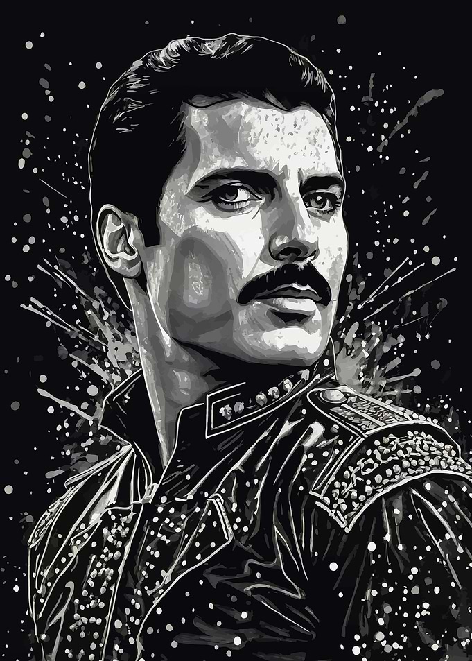 Freddie Mercury Monochrome Portrait