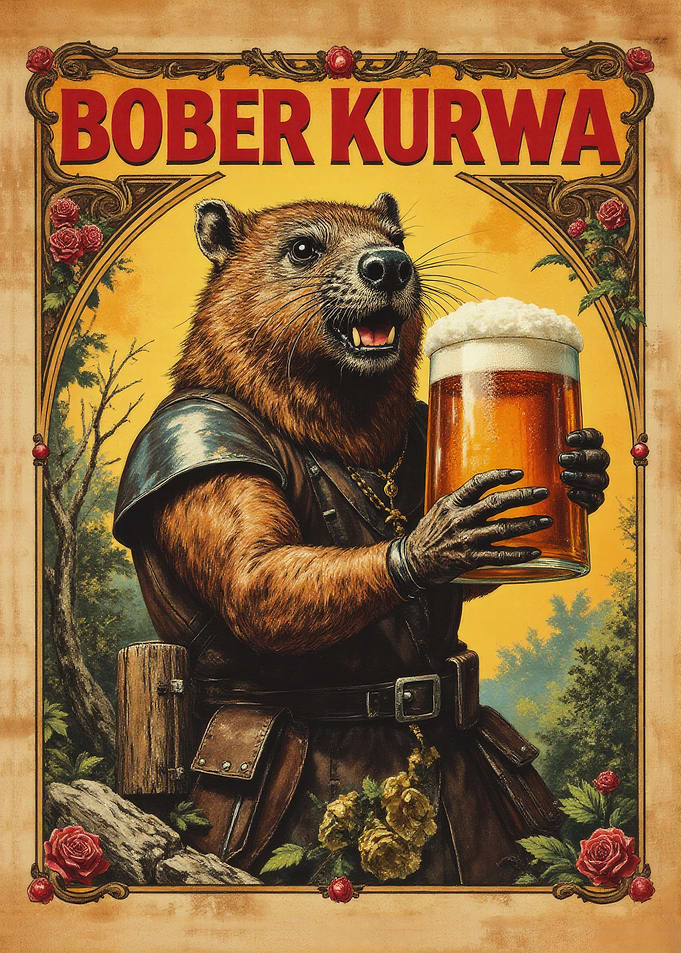 Bober Kurwa Beaver Beer Medieval Poster